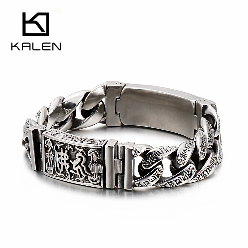 Men Accessories Bd - Kalen-男性用ステンレススチールブレスレット,パンクチェーン,スカル,ハンドアクセサリー,ジュエリー
