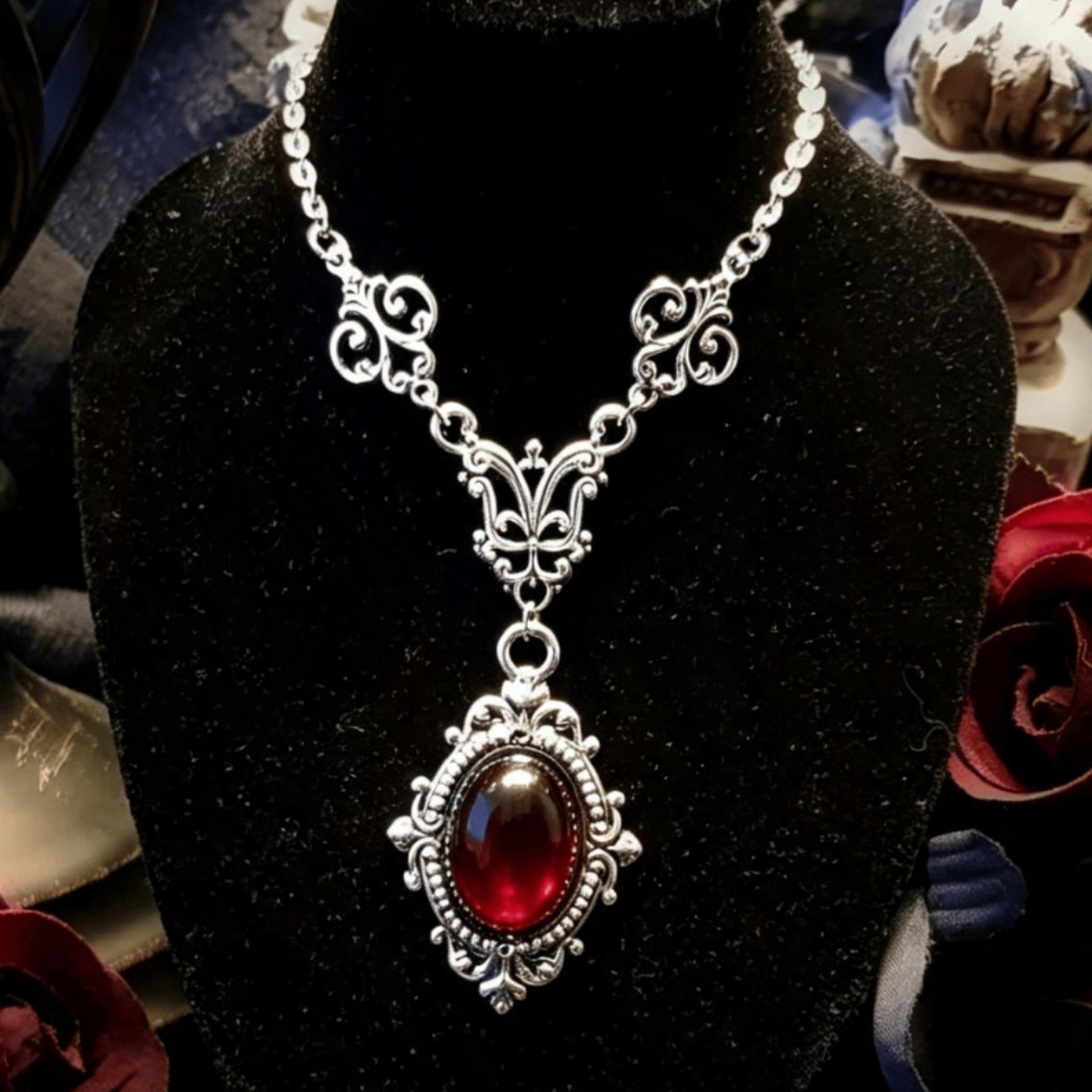 Men'S Vampire Accessories - ヴァンパイアカメオネックレス、ブラッドカメオ、ゴシックジュエリー、魔術アクセサリー、異教、ミステリー、ビクトリア朝、蝶、女性男性用チョーカー