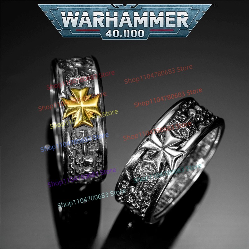 Men Accessories Collection - 40Kブラックテンプラーズ十字軍誓約指輪 高品質コレクタブルジュエリー、アニメゲームグッズコスプレアクセサリー男性向けギフト