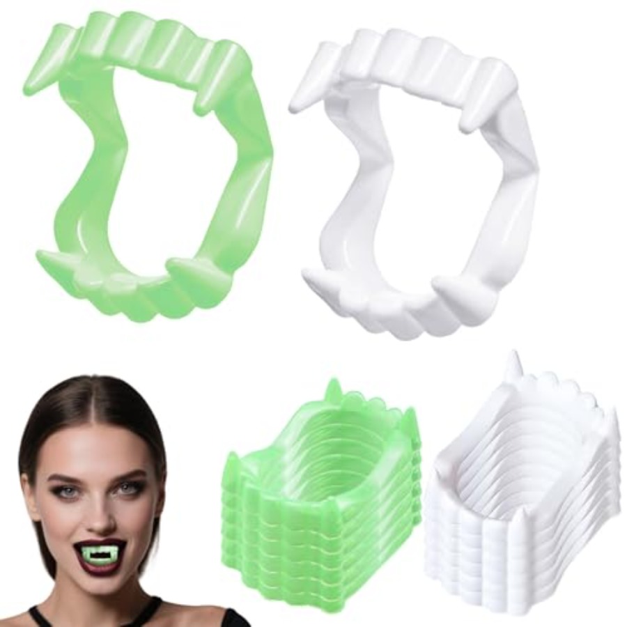 Men'S Vampire Accessories - 12個入り ハロウィン ホワイトティース ファングス ヴァンパイアティース 面白いコスプレ