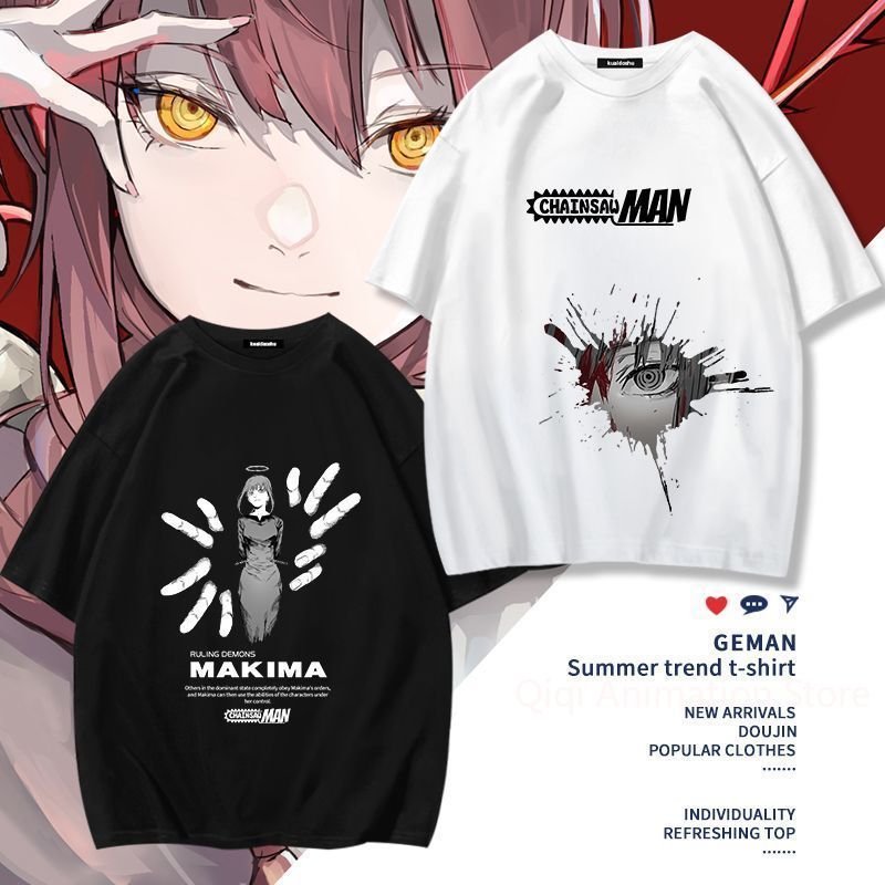 Men'S Accessories Clothing - チェーンソーマンアニメマキマポチタ周辺半袖 Tシャツ面白い女性の男性多用途女性服クリスマスギフト