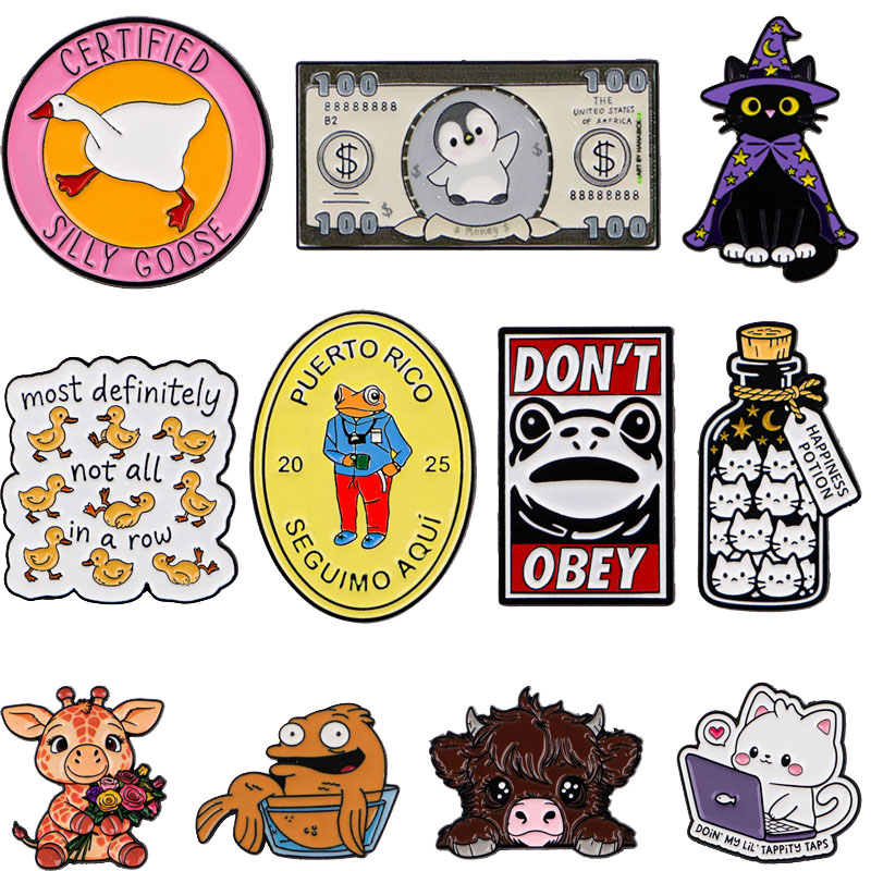 Men'S Accessories Clothing - 面白いエナメルピンかわいい動物ブローチピン男性ラペルピンバッジバックパック衣類アクセサリー引用DIYジュエリー友人ギフト