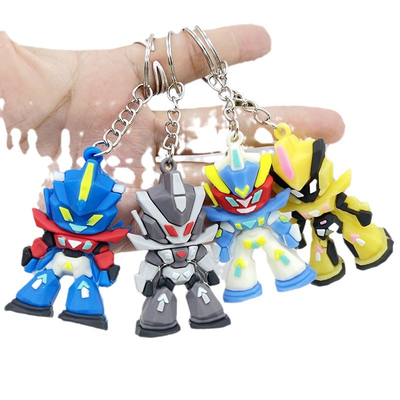 Men Accessories Collection - ガンダムシリコンキーホルダー、ミニモビルスーツアニメフィギュアキーリング、耐久性のあるソフトラバーキーホルダー、車、バックパック、バッグに最適、ガンダムファン、子供、男の子、男性、ティーンエイジャー、大人へのコレクターズギフトです。
