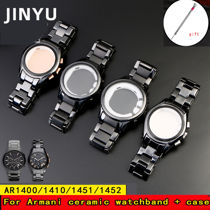 Men'S Accessories Armani - メンズセラミック時計バンドとケース,時計バンド,アクセサリー,高品質,黒,ar1452,ar1451,ar1410,ar1400,22mm, 24mm