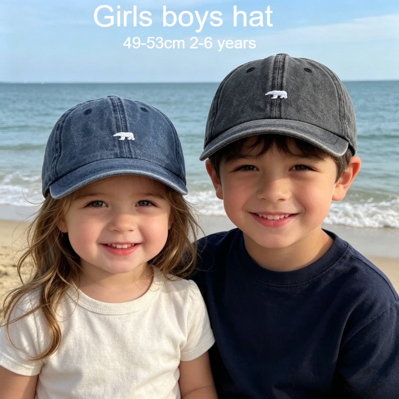 Hat Snapback Cap - 子供野球帽 49-53 センチメートル 2-6 歳春夏漫画刺繍デニム女の子帽子幼児少年少女ヴィンテージスナップバックキャップ