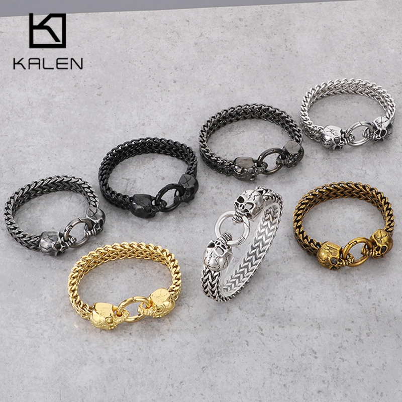 Men Accessories Bd - メンズステンレススチールスカルチャームブレスレット,メンズジュエリー,光沢のあるメッシュチェーンブレスレット,ヴィンテージジュエリー,パーソナライズされたギフト,メンズアクセサリー