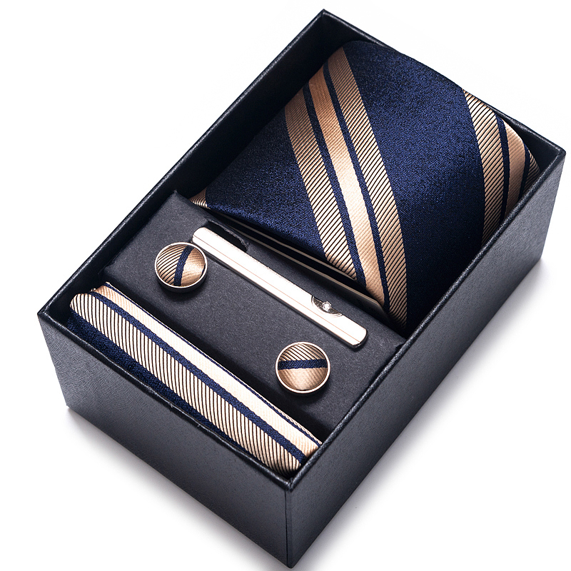 Men'S Accessories Gift Set Branded - 男性用シルクカフスボタン,ネクタイ,ギフトボックス,ゴールドスーツ,薄いウェディングアクセサリー,100% コレクション