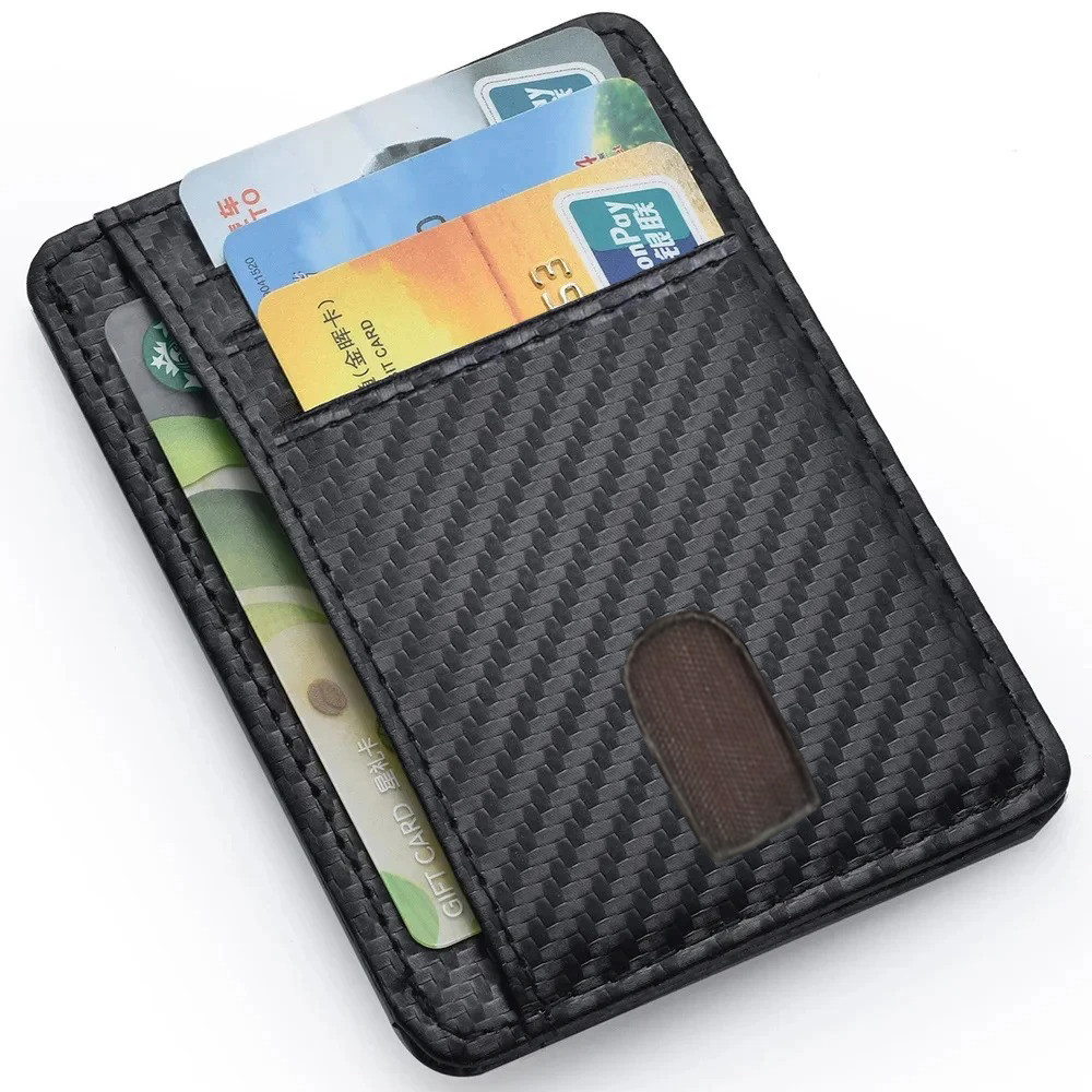 Card Case Minimalist - メンズスリム薄型ミニマリストフロントポケット財布男性抗 Rfid ブロッキング保護マジック ID クレジットカードホルダー PU