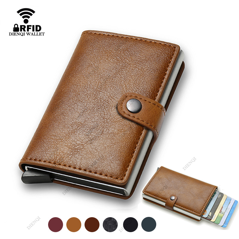 Card Case Minimalist - カーボンファイバークレジットカードホルダー財布男性 Rfid スマートメタル薄型スリムポップアップミニマリスト財布小さな黒財布金属バレット