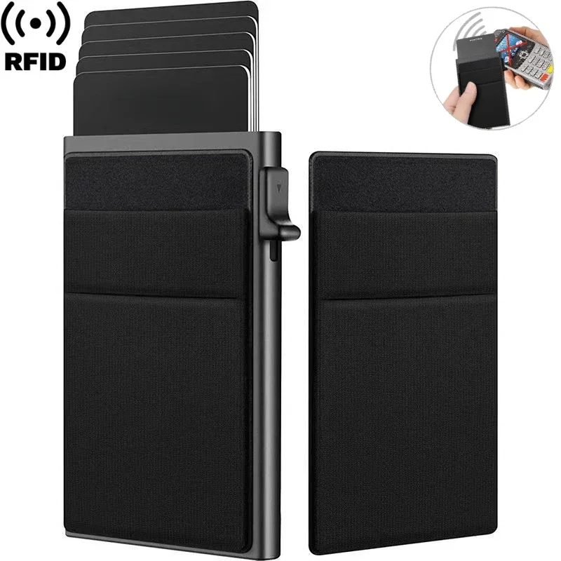 Card Case Minimalist - 男性 Rfid 盗難防止保護クレジットカードホルダー薄型スリムミニミニマリストスマート財布高級金属銀行 ID カードホルダーケース