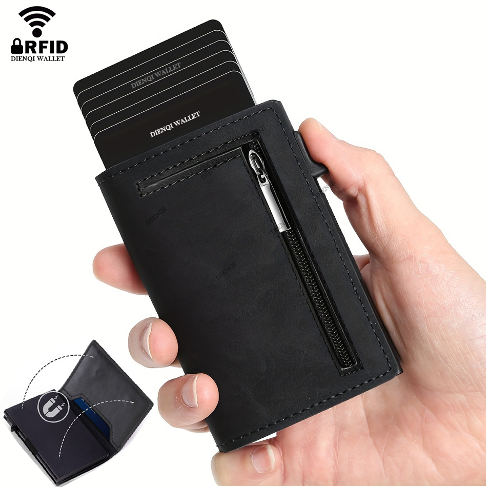 Card Case Minimalist - 高級ブランド RFID クレジットカードホルダー財布男性名刺入れ金属ケースカーボンファイバースリム薄型ミニマリスト財布男性用