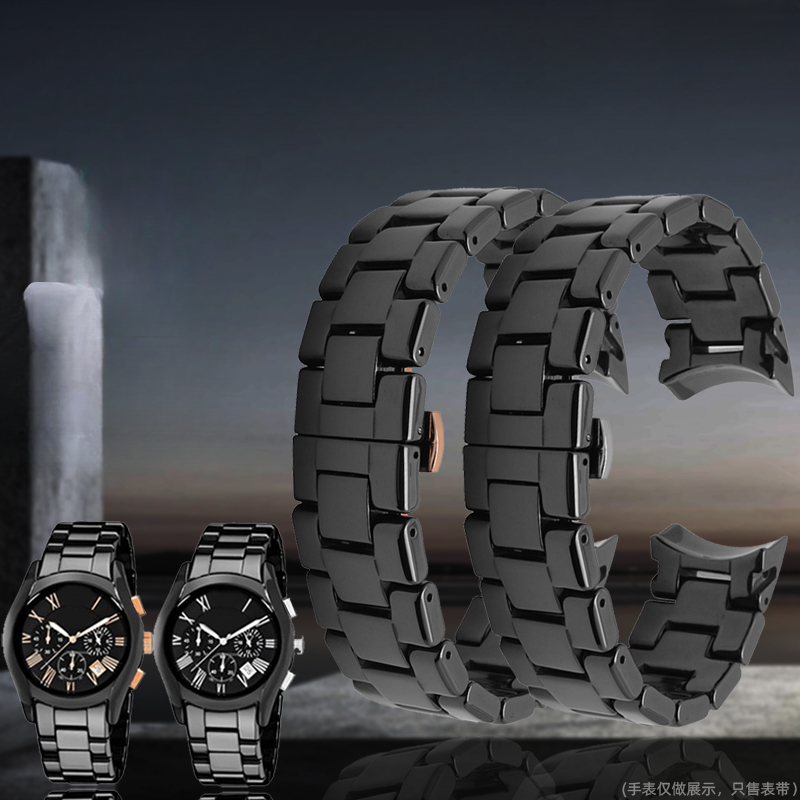 Men'S Accessories Armani - アルマーニ Ar1410 Ar1400 時計バンド交換オリジナル黒光沢のあるセラミックス 22 ミリメートル曲面インターフェイスメンズ腕時計アクセサリー