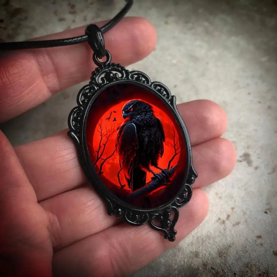 ゴシック吸血鬼フクロウカメオネックレス女性男性ファッション異 - Men'S Vampire Accessories のレビューと価格