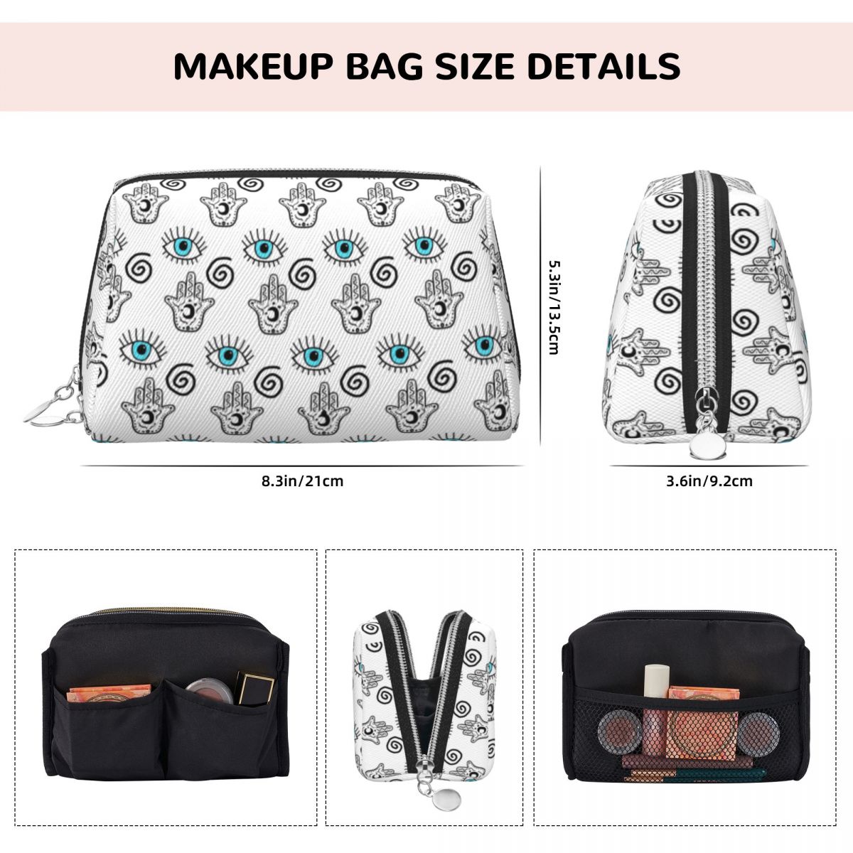 邪眼ハムサシンボル化粧バッグポーチ化粧品バッグ男性女性ハムサ - Men Accessories Evil Eye のレビューと価格
