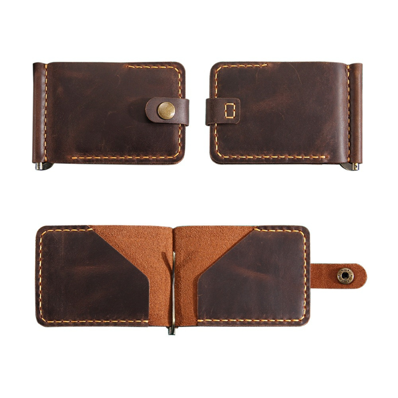 クレイジーホースレザー マネークリップ 財布 スリム 本革  - Card Case Minimalist のレビューと価格