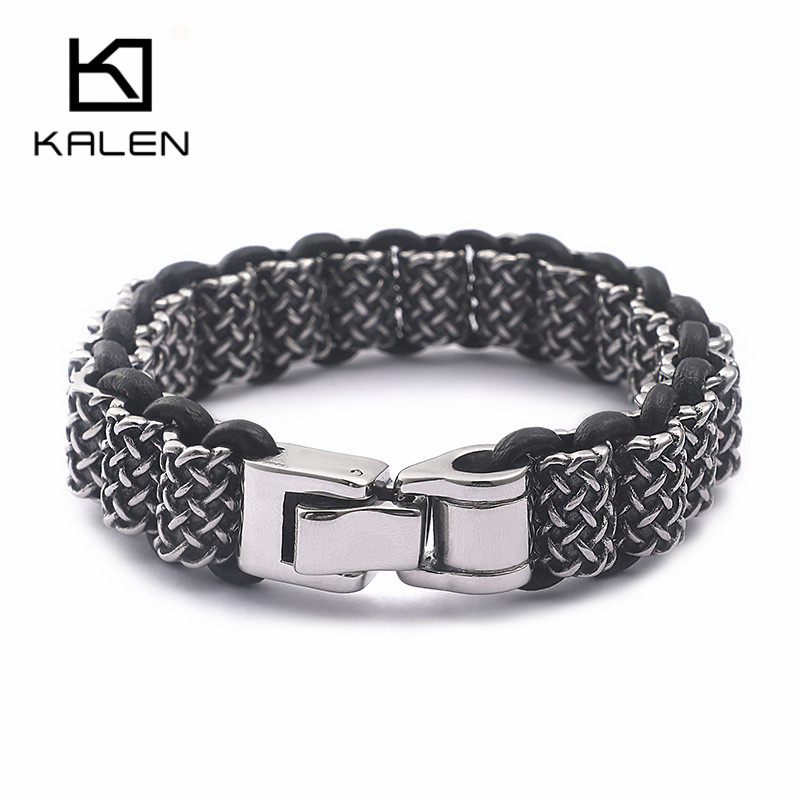 Kalen-メンズステンレススチールリンクブレスレット,ブラ - Men Accessories Bd のレビューと価格