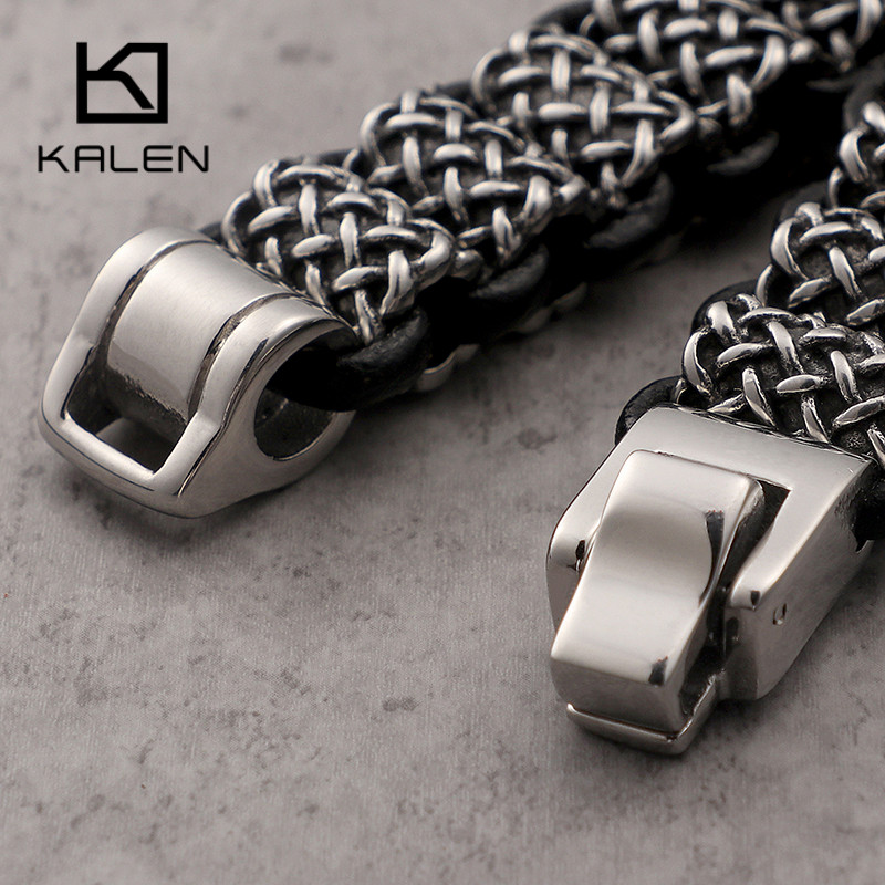 Kalen-メンズステンレススチールリンクブレスレット,ブラ - Men Accessories Bd のレビューと価格