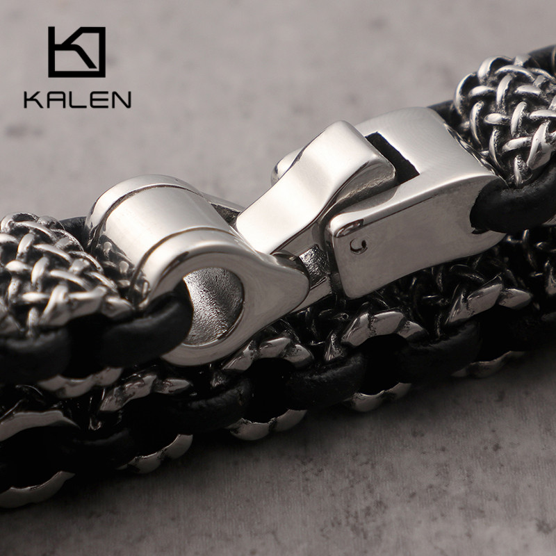 Kalen-メンズステンレススチールリンクブレスレット,ブラ - Men Accessories Bd のレビューと価格