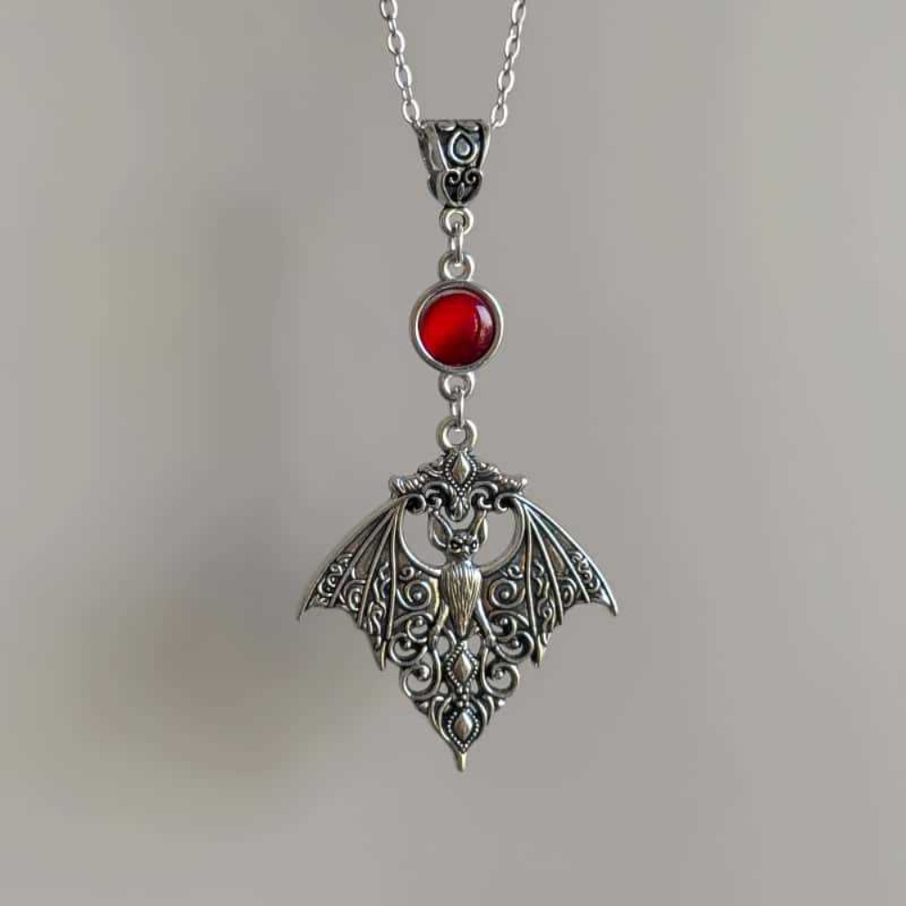 ゴシックパンク中空ブラックヴァンパイアバットレッドクリスタル - Men'S Vampire Accessories のレビューと価格