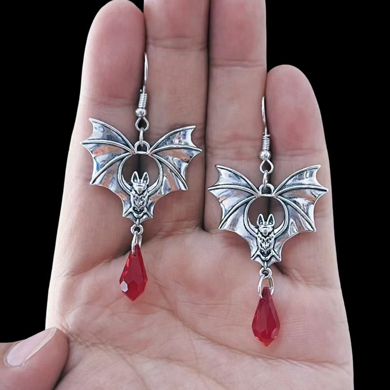 ゴシック吸血鬼バットイヤリング女性男性ファッション魔女ジュエ - Men'S Vampire Accessories のレビューと価格