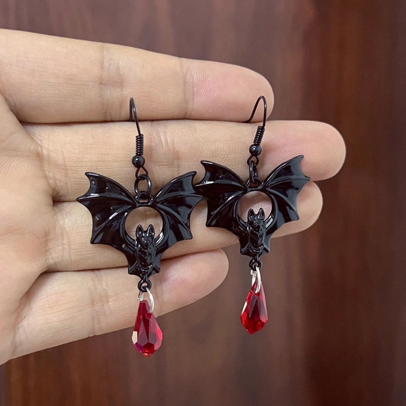 ゴシック吸血鬼バットイヤリング女性男性ファッション魔女ジュエ - Men'S Vampire Accessories のレビューと価格