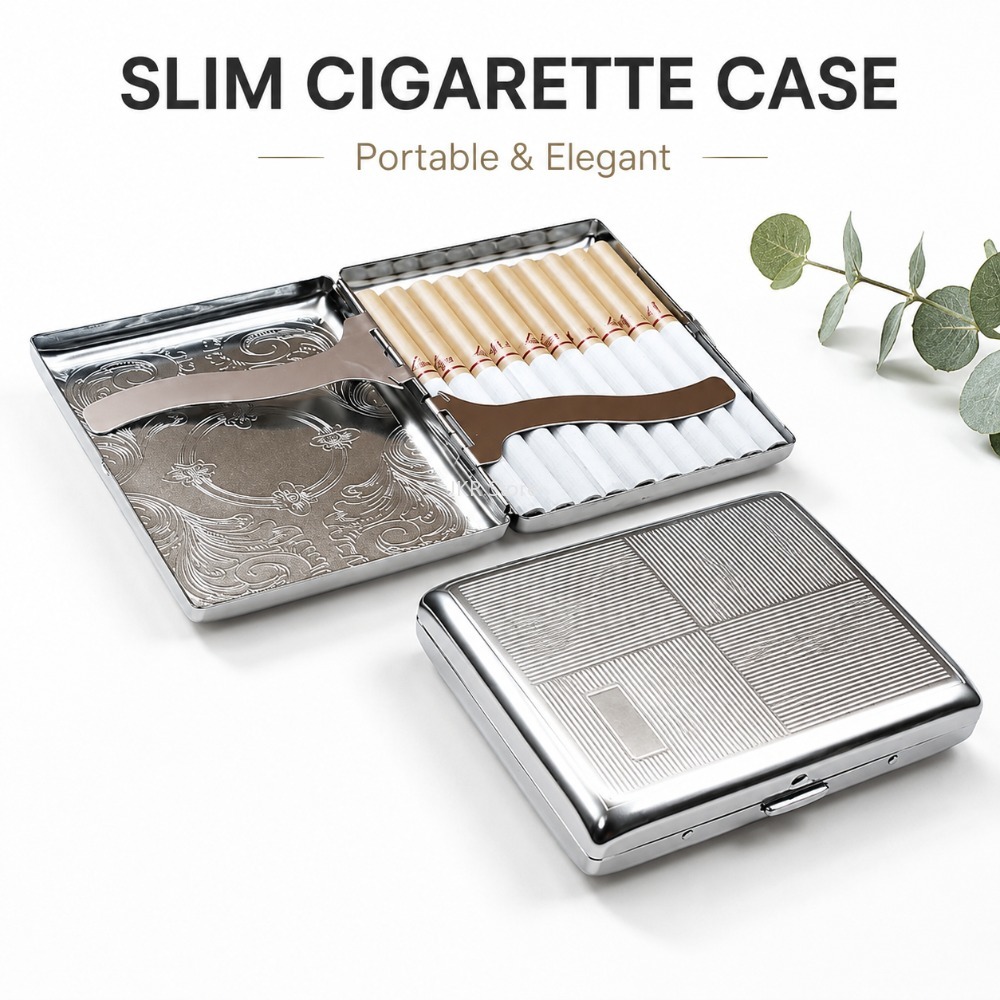 ステンレス製タバコケース エンボス加工 ポータブルメタルケー - Men'S Mens Accessories のレビューと価格