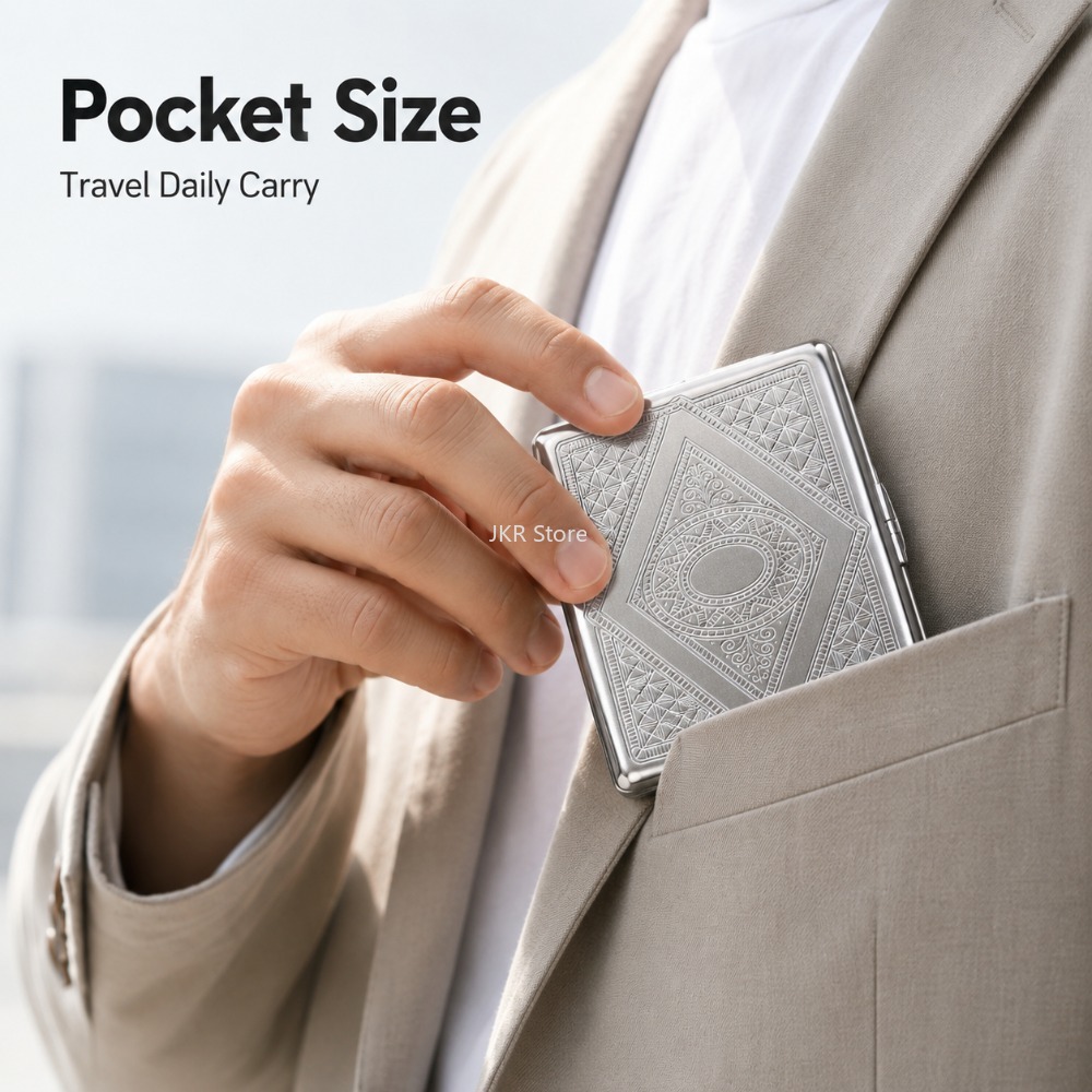 ステンレス製タバコケース エンボス加工 ポータブルメタルケー - Men'S Mens Accessories のレビューと価格