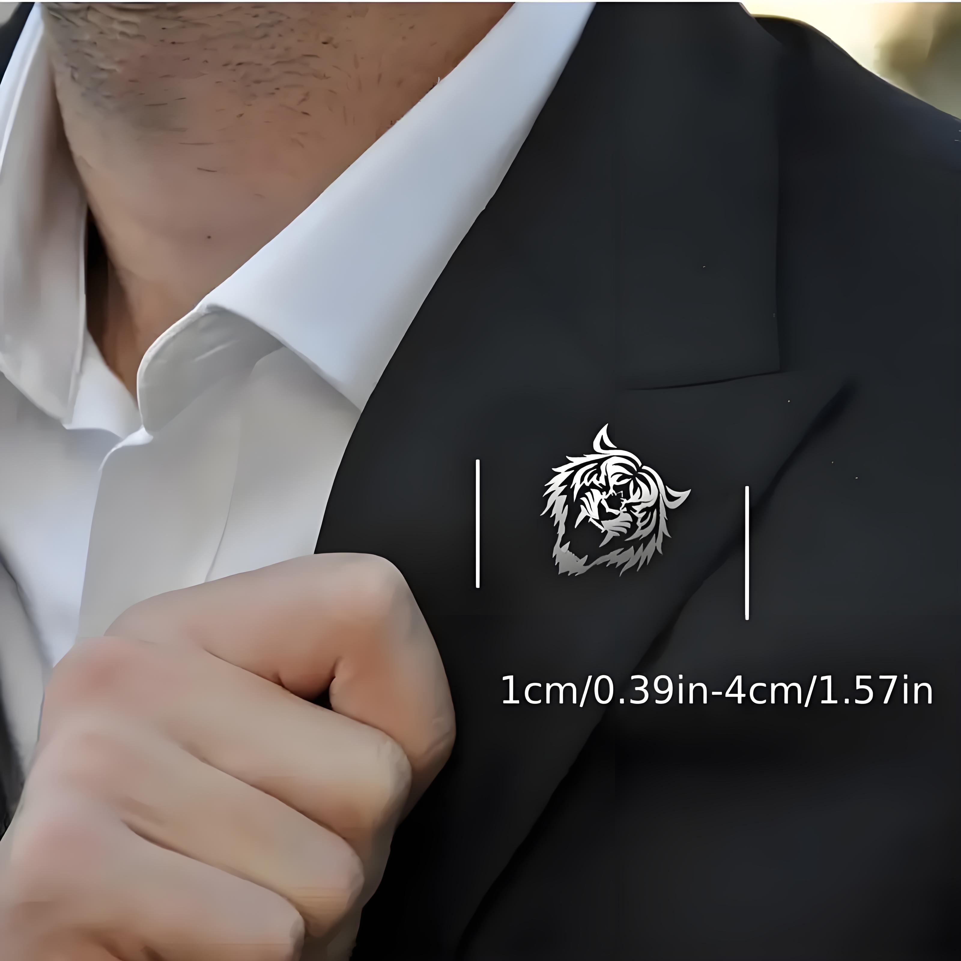 メンズ ステンレススチール タイガー ヘッド ラペル ピン、 - Men Accessories Kit のレビューと価格