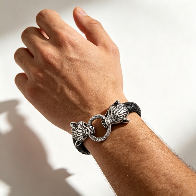 カレン ステンレススチール バイキング ウルフヘッド ブレイ - Men Accessories Bd のレビューと価格