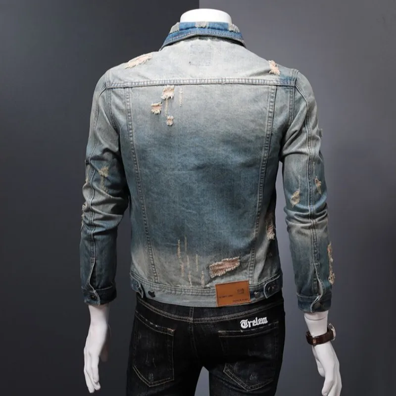 ボタン付きメンズパッド入りデニムジャケット,カウボーイコート - Men'S Accessories Clothing のレビューと価格