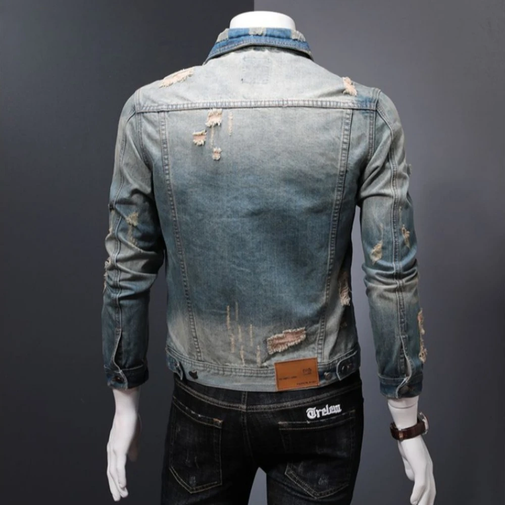 ボタン付きメンズパッド入りデニムジャケット,カウボーイコート - Men'S Accessories Clothing のレビューと価格