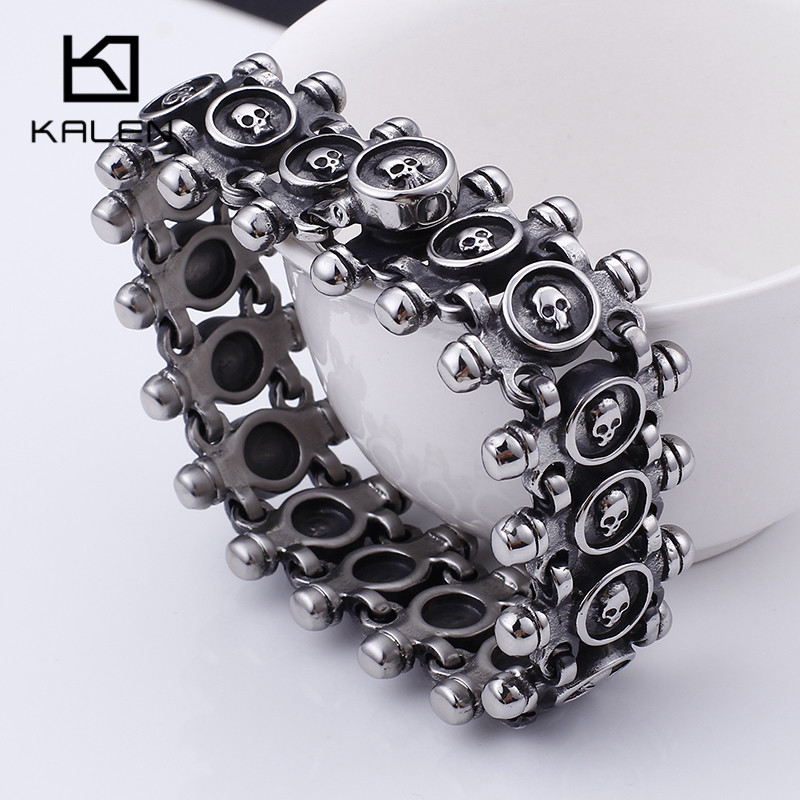 KALEN パンクヴィンテージスカルブレスレット男性用ステン - Men Accessories Bd のレビューと価格