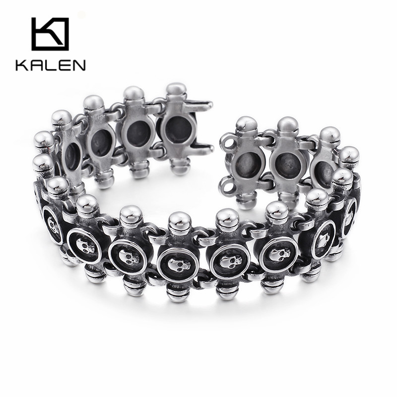 KALEN パンクヴィンテージスカルブレスレット男性用ステン - Men Accessories Bd のレビューと価格