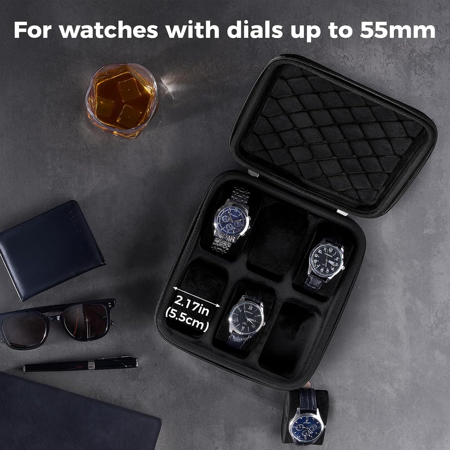 トラベルウォッチブレスレット収納ケース 6 スロットハードシ - Men'S Accessories Watches のレビューと価格