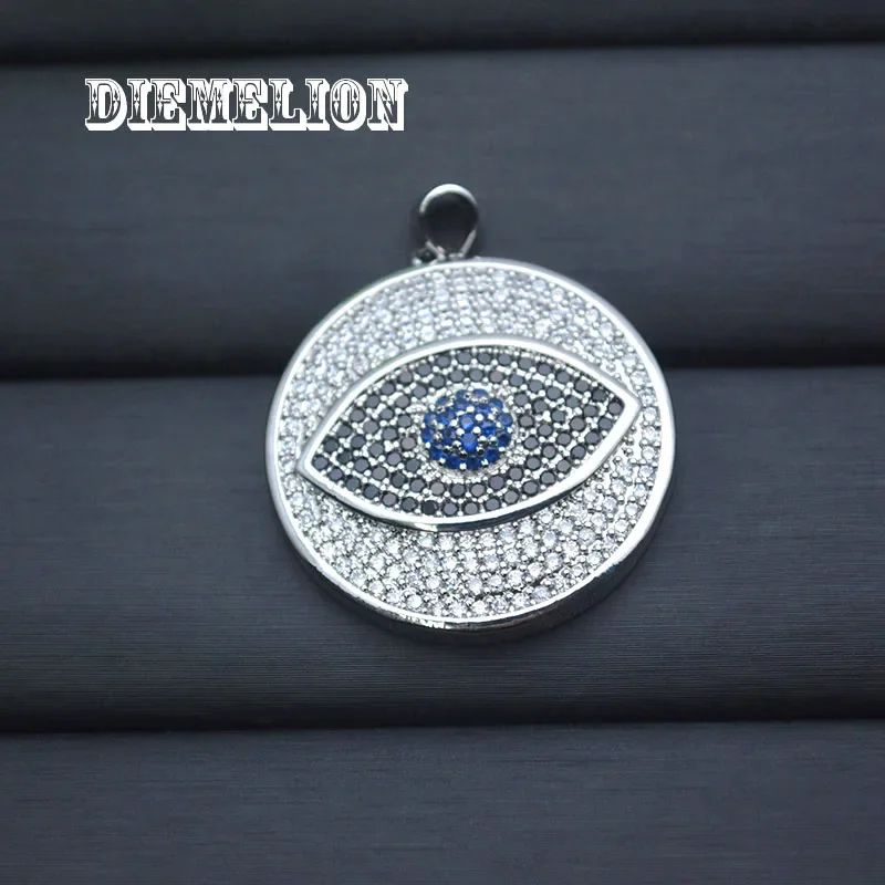 大きな丸いフルキュービックジルコニアブルー邪視ペンダント高品 - Men Accessories Evil Eye のレビューと価格