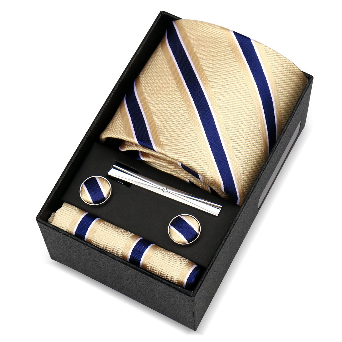 高級 8 センチメートルネクタイ男性ハンカチカフスボタンネク - Men'S Accessories Gift Set Branded のレビューと価格
