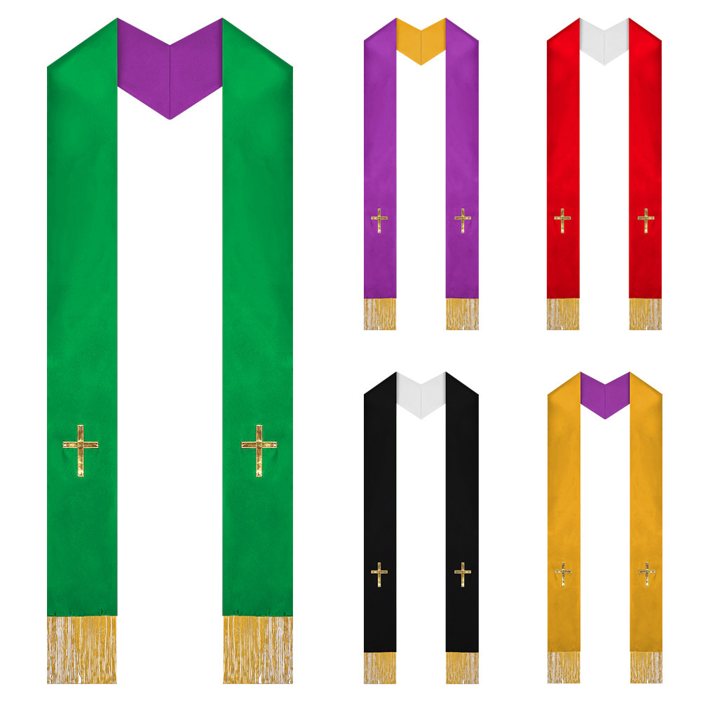 カトリック司祭服両面刺繍牧師ショール聖職者ストール教会オーバ - Men'S Accessories Clothing のレビューと価格