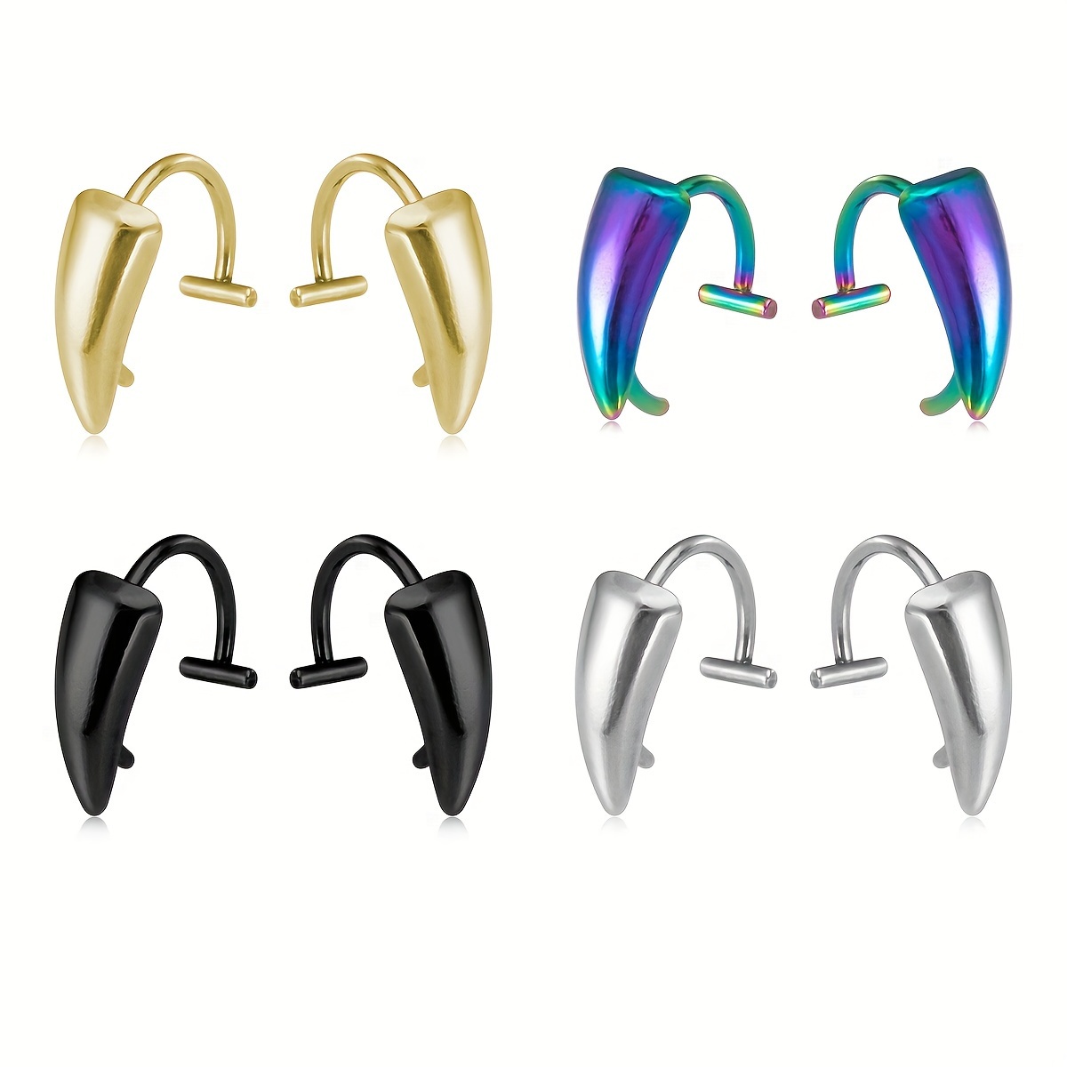 1 Pairステンレス吸血鬼歯唇リングヒップホップパンクゴシ - Men'S Vampire Accessories のレビューと価格